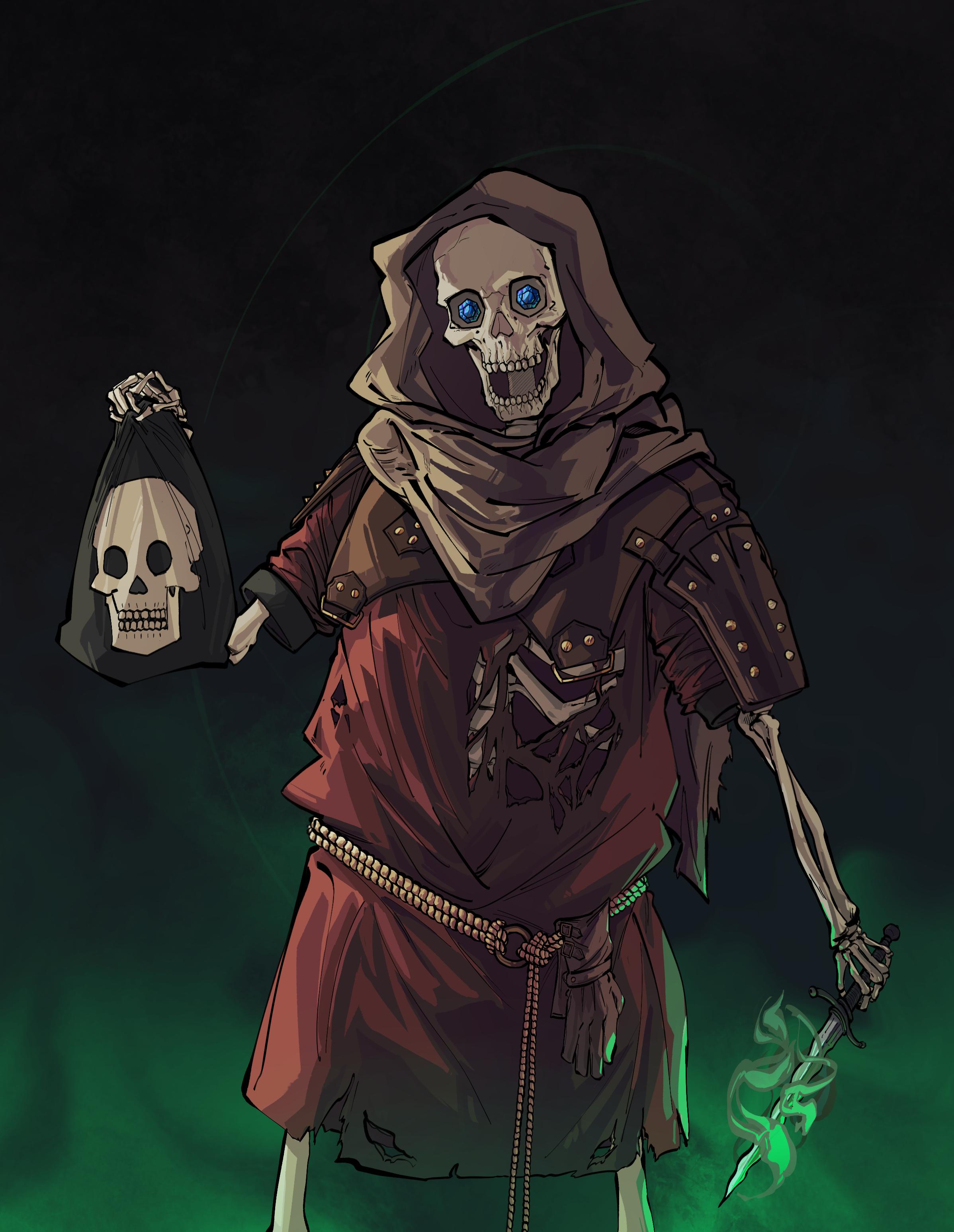 Half body commission of skeleton thief for Anon